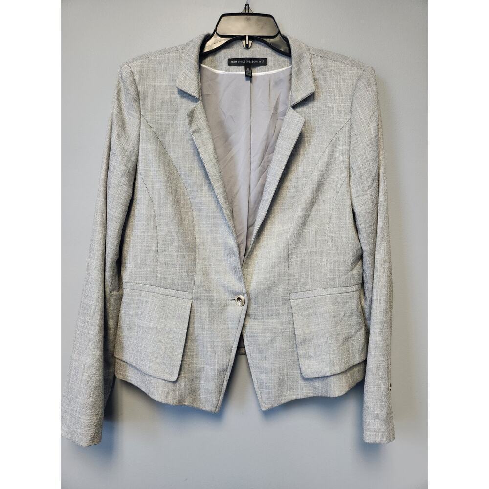 White House Black Market Black White Peplum Back Blazer 12